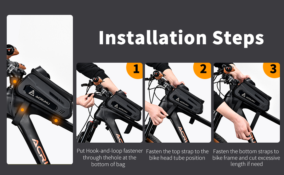 Bike/Bicycle Phone Front Frame Bag, Waterproof, Tube Bag, Cycling Pouch for Men Compatible Phone Under 7.2” (Large) 3