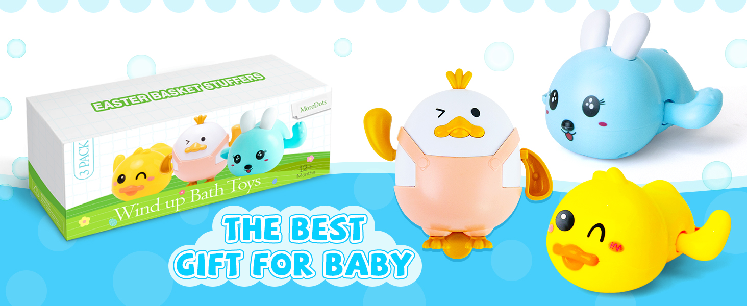 Baby Easter Basket Stuffers Easter Gifts Kids Set of 3 Wind Up Bath Toys Easter Egg Fillers Toddlers