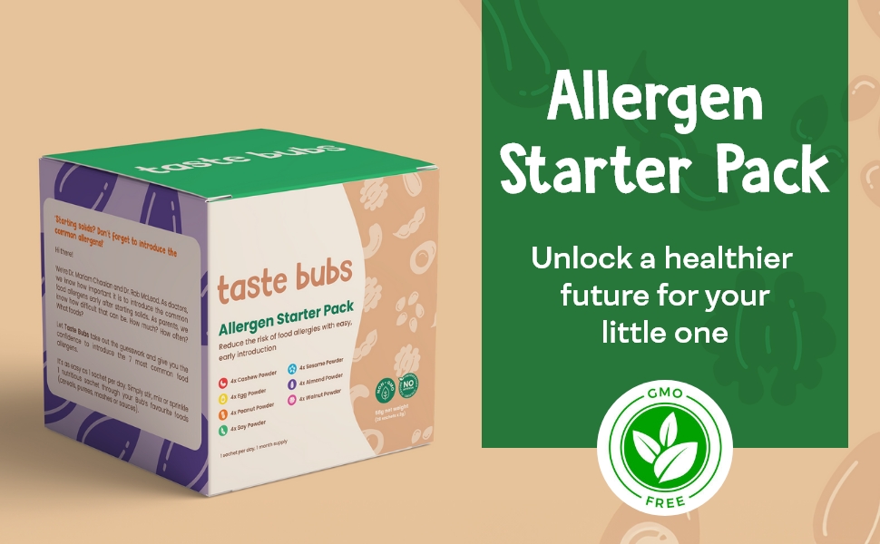 Taste Bubs Allergen Starter Pack, Early Food Allergen Introduction Mix for Babies, 4+ Months
