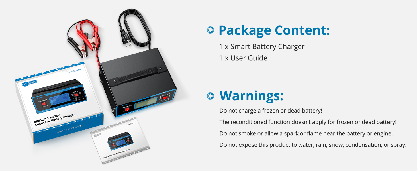 Do not charge a frozen or broken battery! 