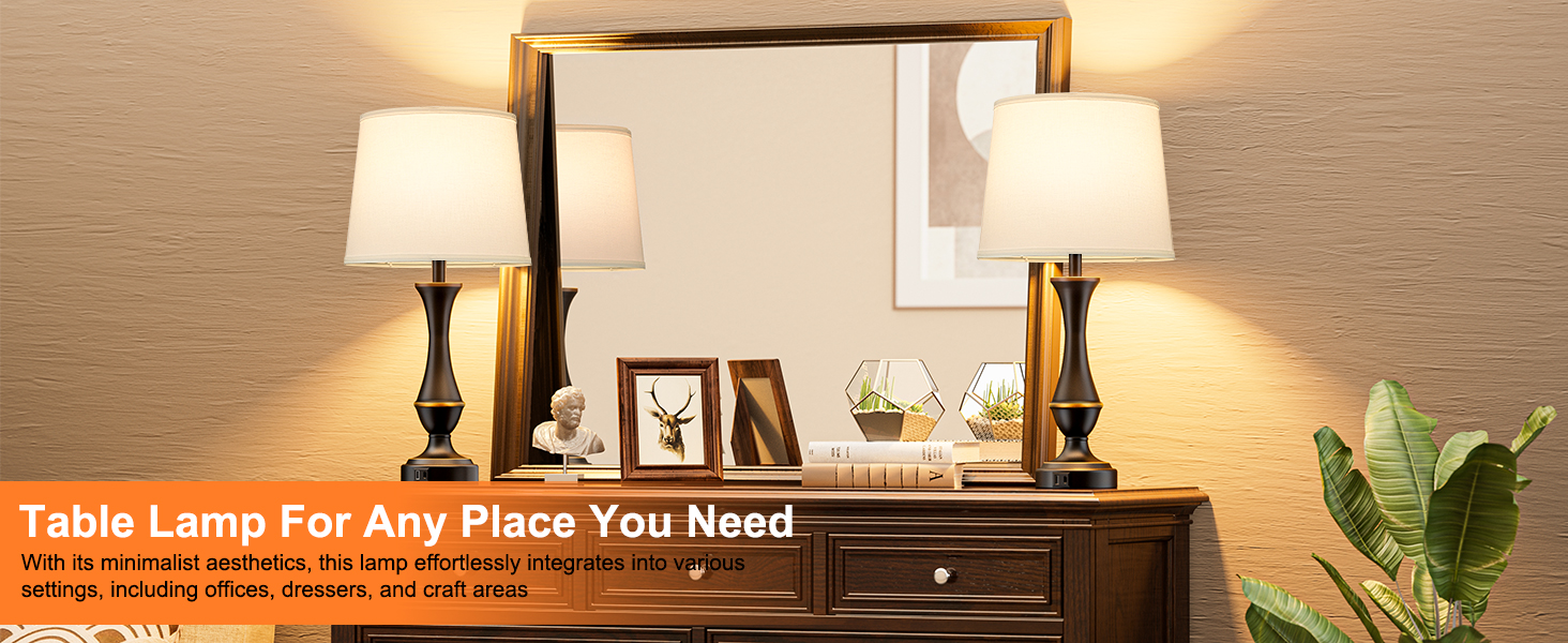bedside table lamps set of 2