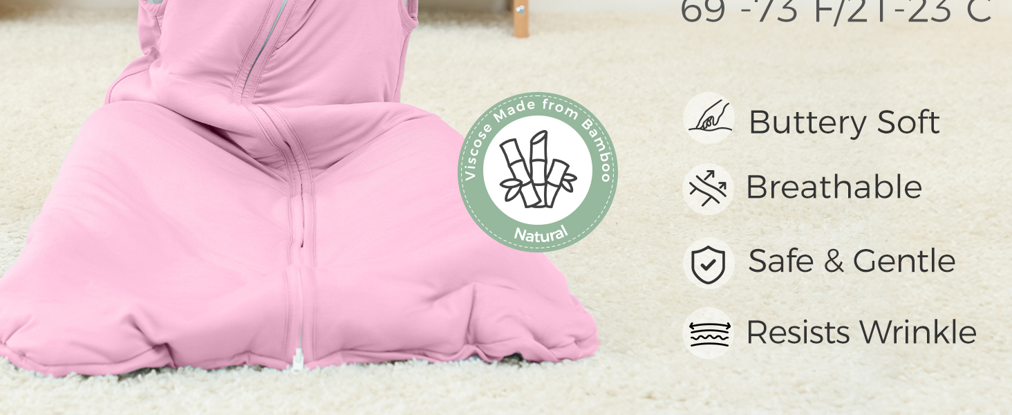 Baby Bamboo Viscose Sleep Sack, Rayon Made from Bamboo 1.5 TOG Months Infant Wearable Blanket