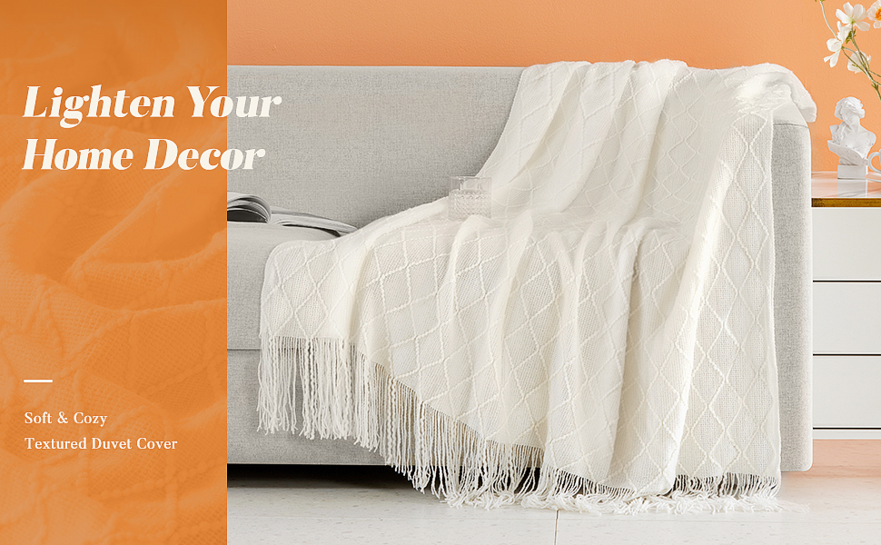 Knitted Throw Blankets for Couch, Sofa and Bed, Lightweight Soft Knit