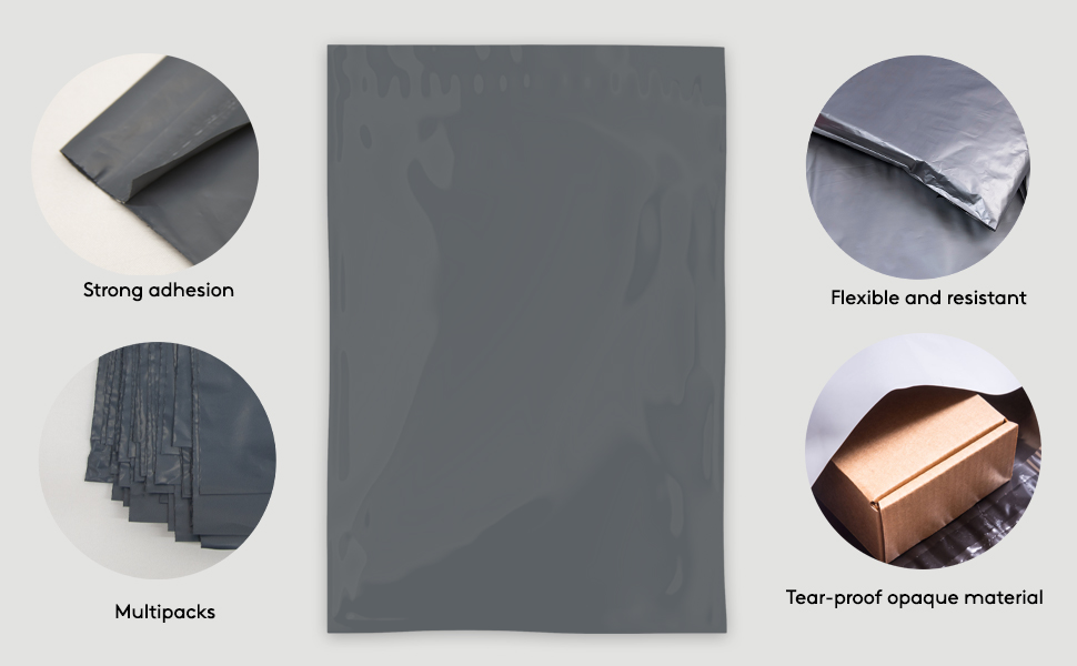 Mailing Bags, Grey Parcel Delivery Bags with SelfSeal Closure
