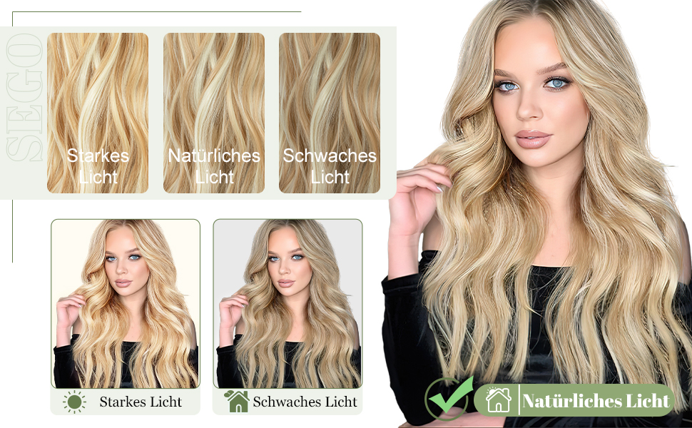SEGO Clipin extensies, 4 stuks, golvend, haarverlenging, voordelig