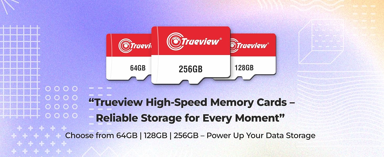 Trueview memory cards Available in 64gb 128gb and 256gb