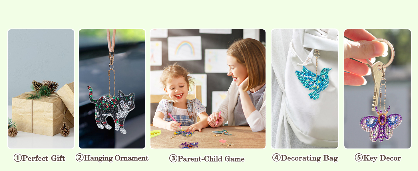 Sonsage 5 PCS Diamond Painting Keychains Kits for Adult