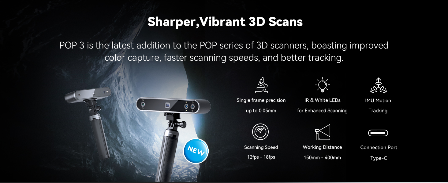 Revopoint POP 3 Handheld 3D Scanner for 3D Printer with Color Data, 0