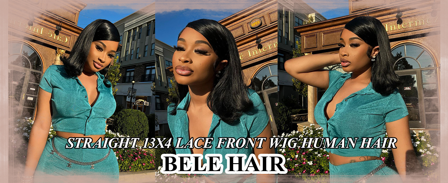 BELE 13x4 Straight HD Lace Front Wigs Human Hair 210