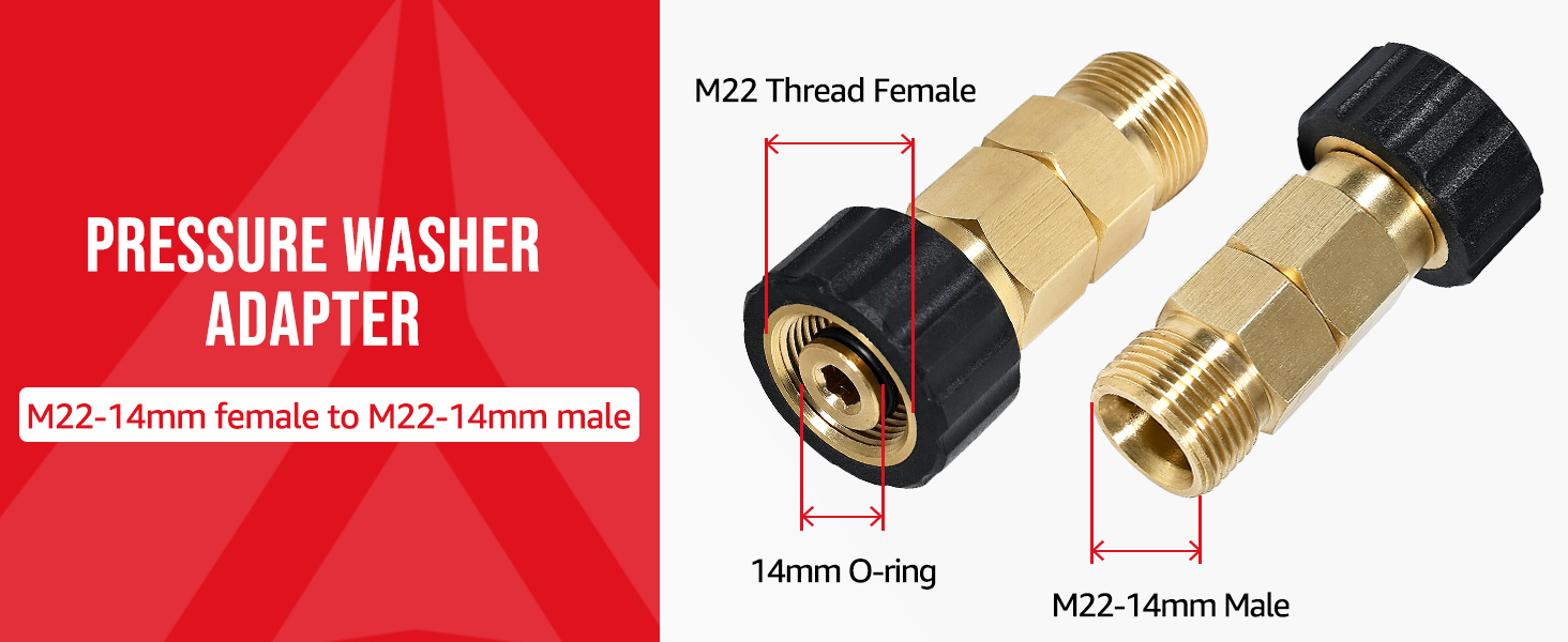 YAMATIC Pressure Washer Swivel Adapter, M2214mm Female to