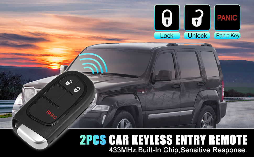 X AUTOHAUX 2pcs GQ454T 433MHz Replacement Keyless Entry Remote Car Key Fob for Jeep