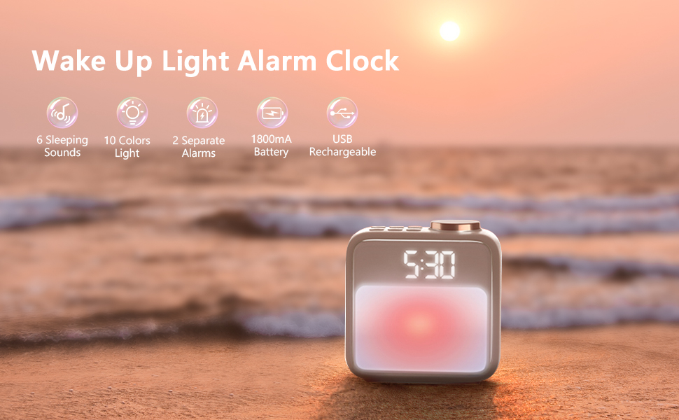 FUNFOR Sunrise Alarm Clock, Wake Up Light for Heavy Sleepers, 6 Natural