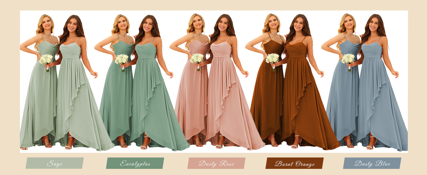 Simple Bridesmaid Dresses for Women Long Chiffon Maid of Honor Dress