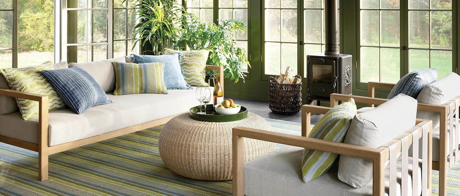 Dash and Albert Harris Blue/Brown Hand Micro Hooked Wool