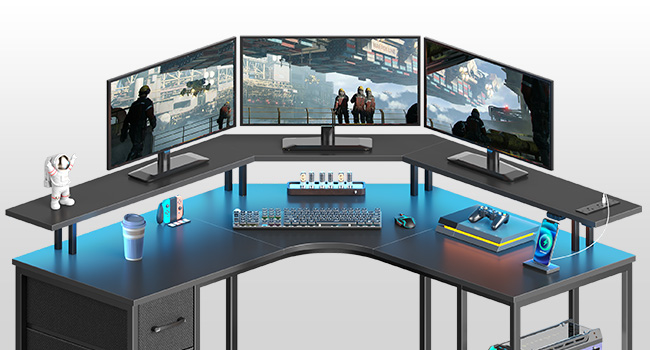 l shaped desk with monitor stand