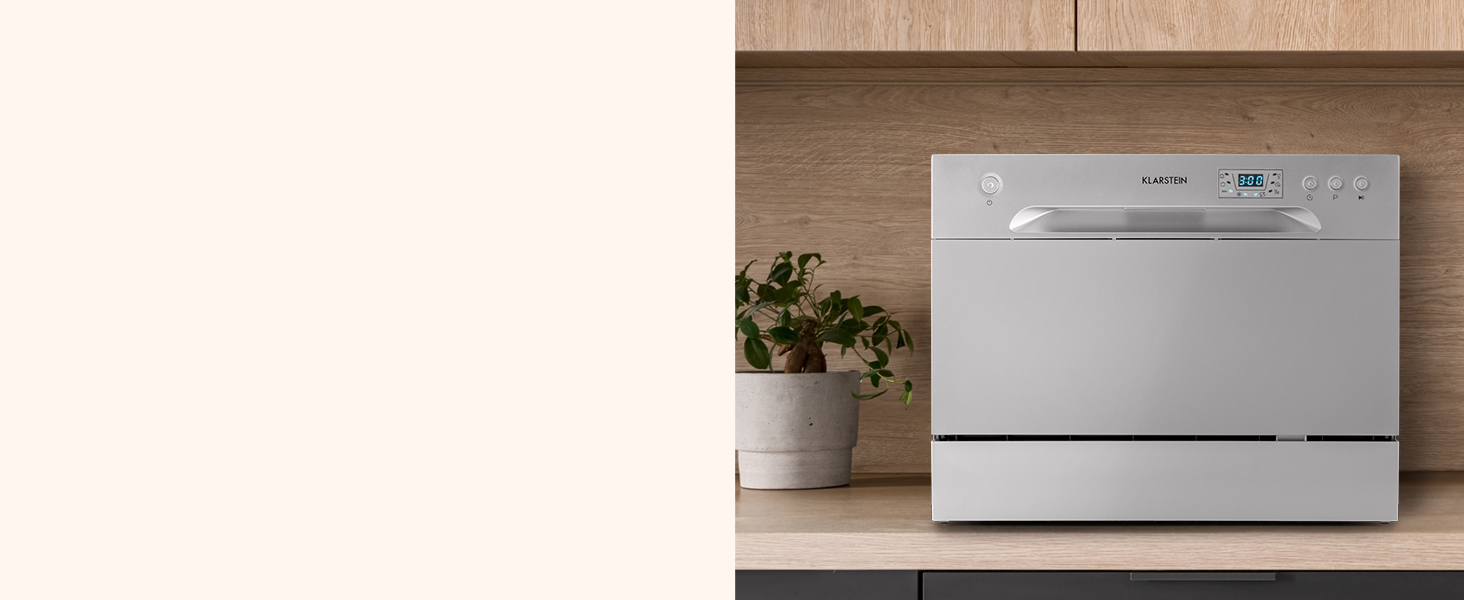 Klarstein Table Top Dishwasher, 6 Place Setting Mini Quiet Operation Countertop Dishwasher w/ 6