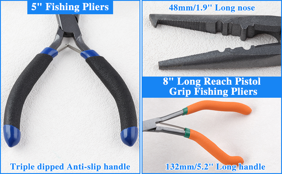 LEONTOOL 8 Inches Pistol Grip Split Ring Fishing Pliers Muti-Function Fishing Pliers with line Cutter Hook Removers Fishing Crimping Tool with Non-slip Handles Saltwater Resistant Fishing Gear 13 3