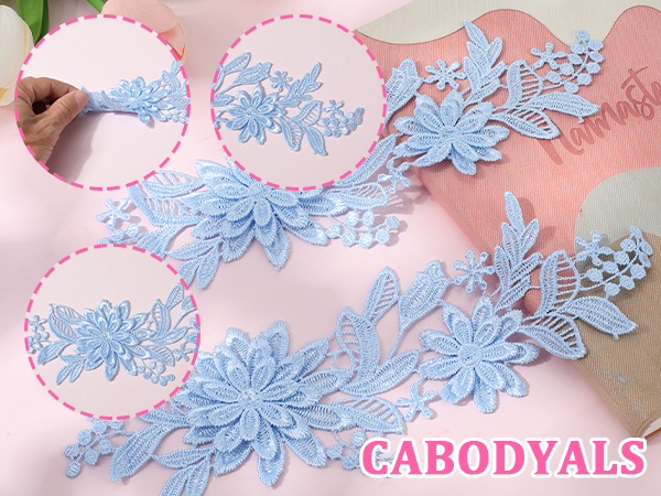 Amazon.com: CABODYALS 4Pcs Pink Floral Embroidery Applique