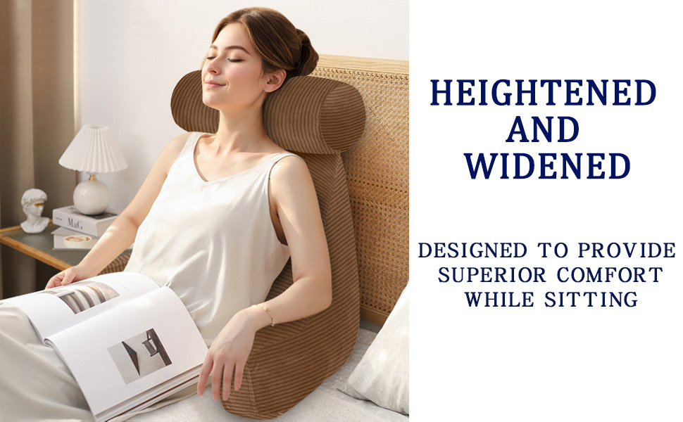 Reading pillow with armrest and neck pillow，Back Pillow for