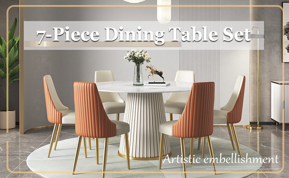 Modern Engineered Stone Dining Table 53" Round Dining