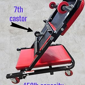 the addition of the 7th castor gives the creeper more stability and increases load capacity