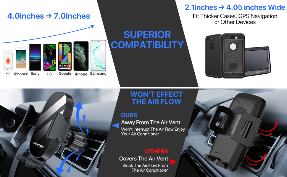 Miracase [Classic Vent Hook] Car Phone Mount, Universal Phone Holder