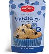 Miss Jones Baking Blueberry Muffin & Bread Mix, Whole Grains, 50% Lower Sugar, Real Blueberries, ...