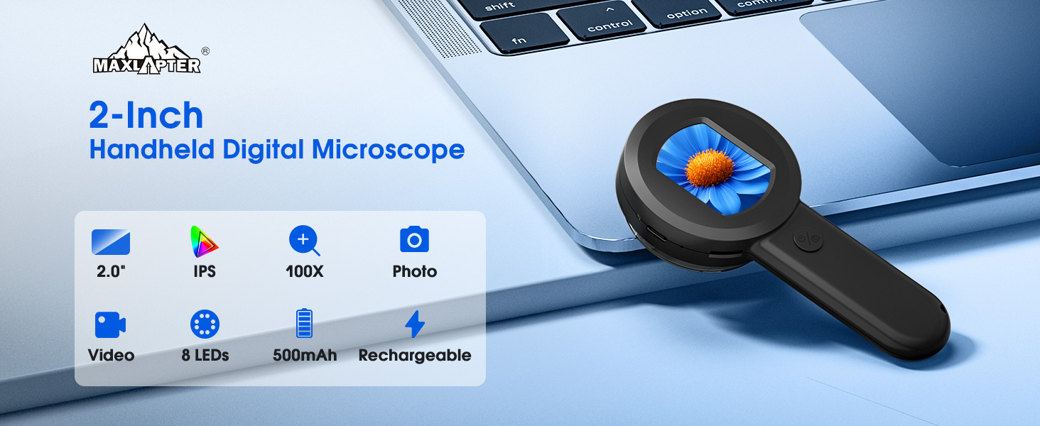 100X Pocket Handheld Digital Microscope for Kids and Adults