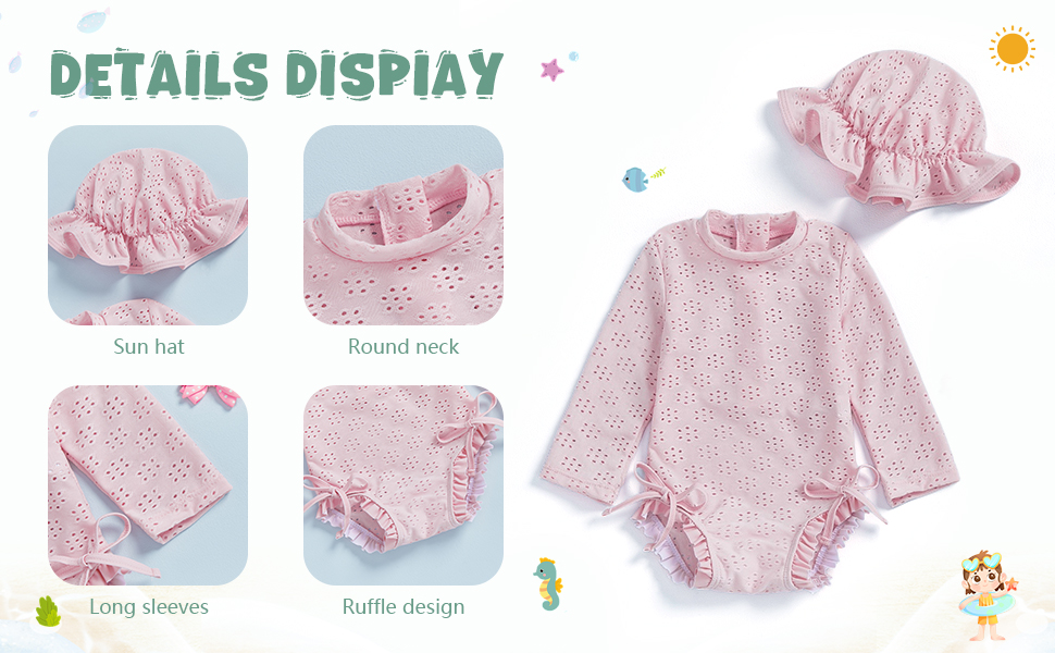 baby girl pink rush guard swimsuit