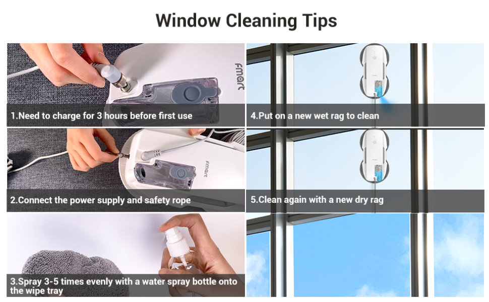 FMART T9 Window Cleaner Robot,Automatic Window Robot Cleaner,Ultrasonic