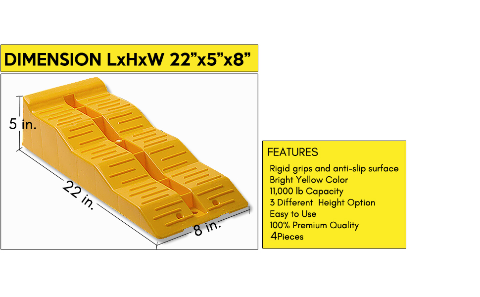 Zone Tech Automotive Lot de 4 cales jaunes de qualité supérieure pour
