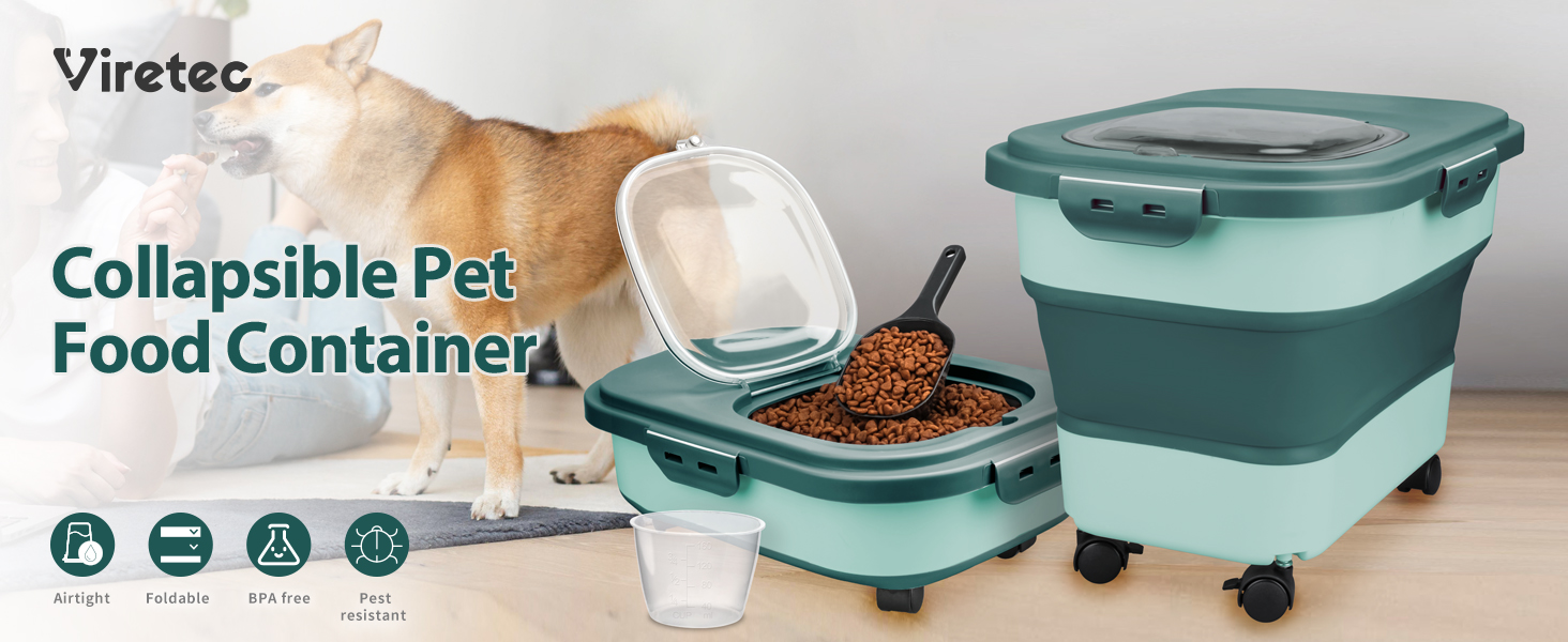 Viretec Dog Food Storage Container, 520Lbs Collapsible Pet