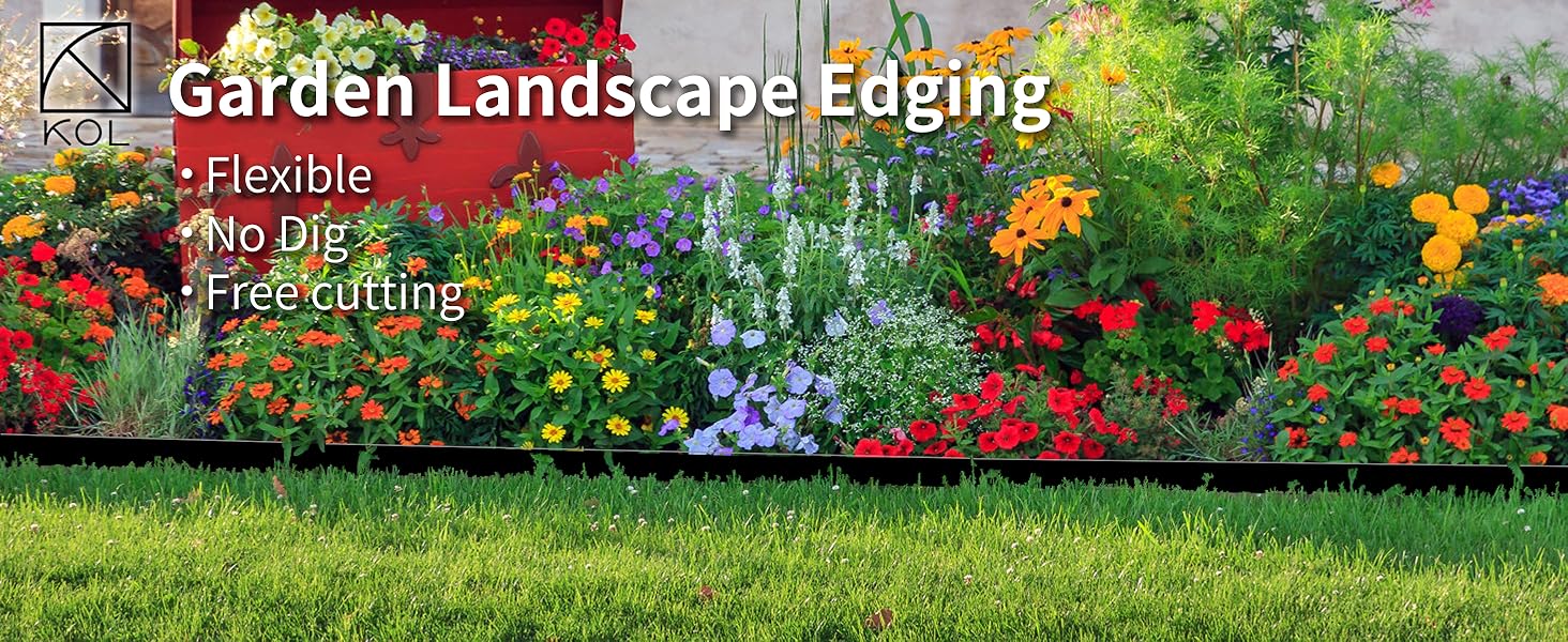 KOL 30 ft. W/30PCS Spikes No Dig Landscape Garden Edging Plastic