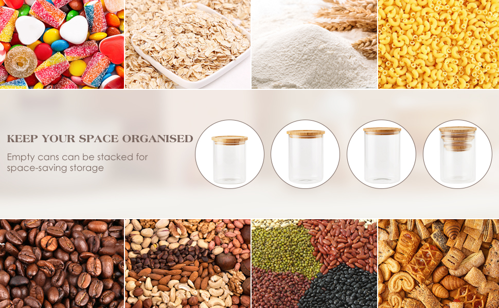 Amisglass Glass Storage Containers with Wooden Lids