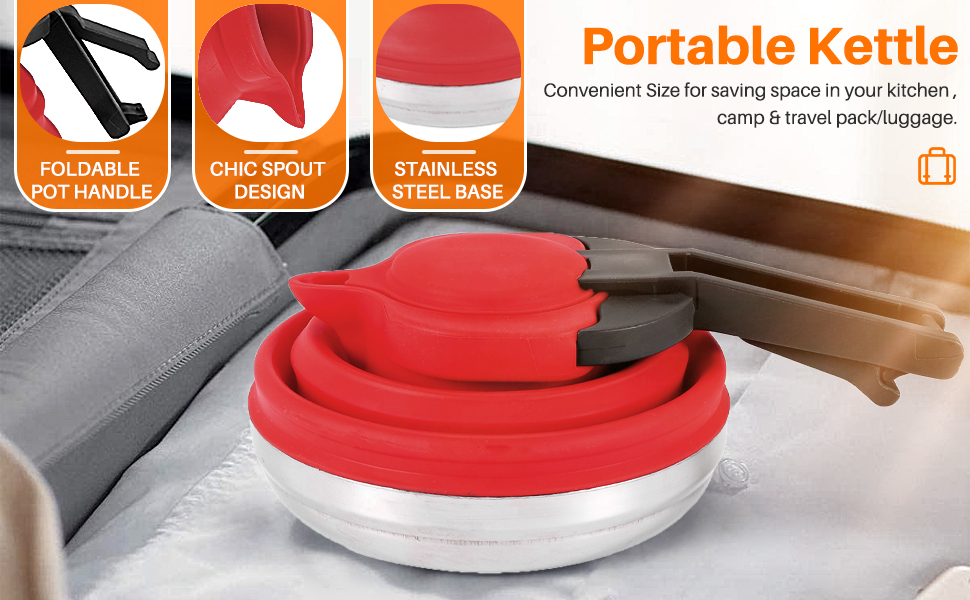 Bopfimer Portable Silicone Collapsible Tea Kettle Camping Travel