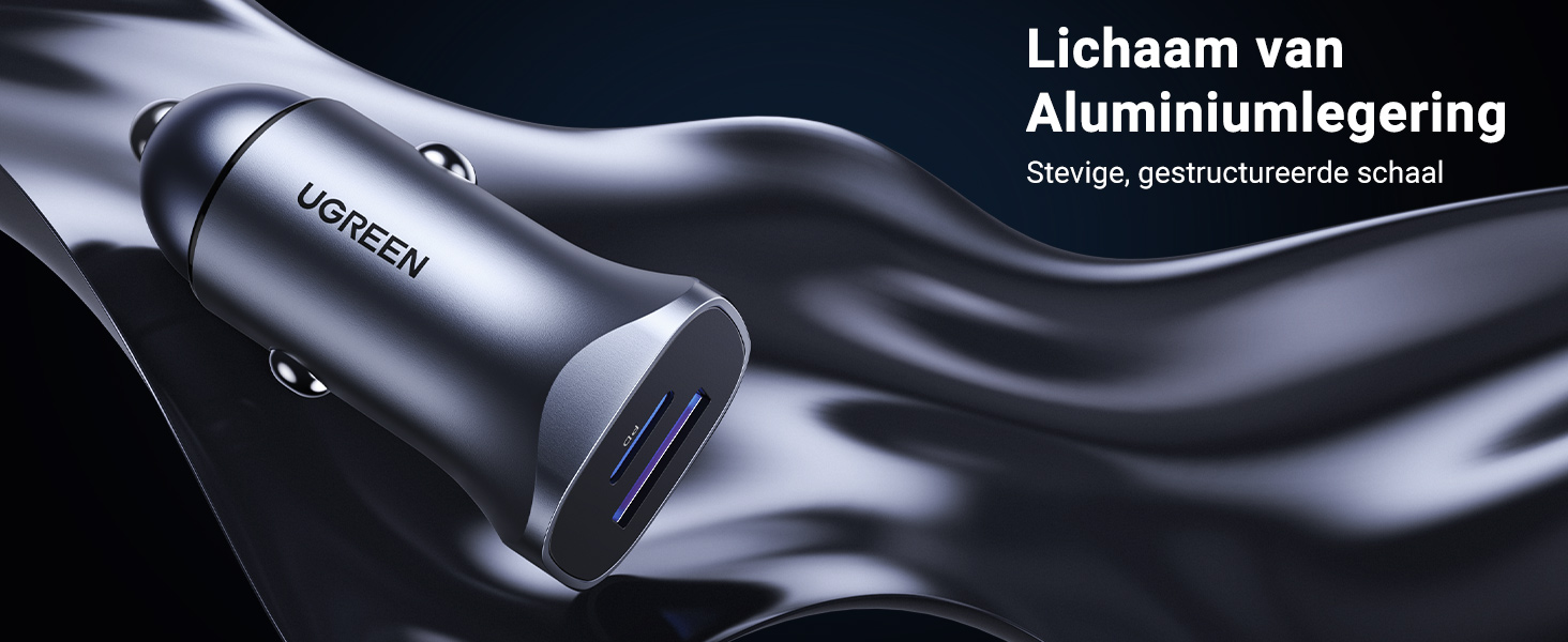 UGREEN 30W Autolader met 1M USB C Kabel Dual Port Card Charger Ondersteunt 20W