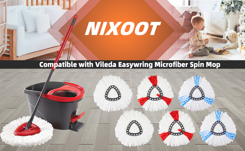 6 Pack Spin Mop Replacement for Vileda Turbo 2in1 Bucket Set Spinning