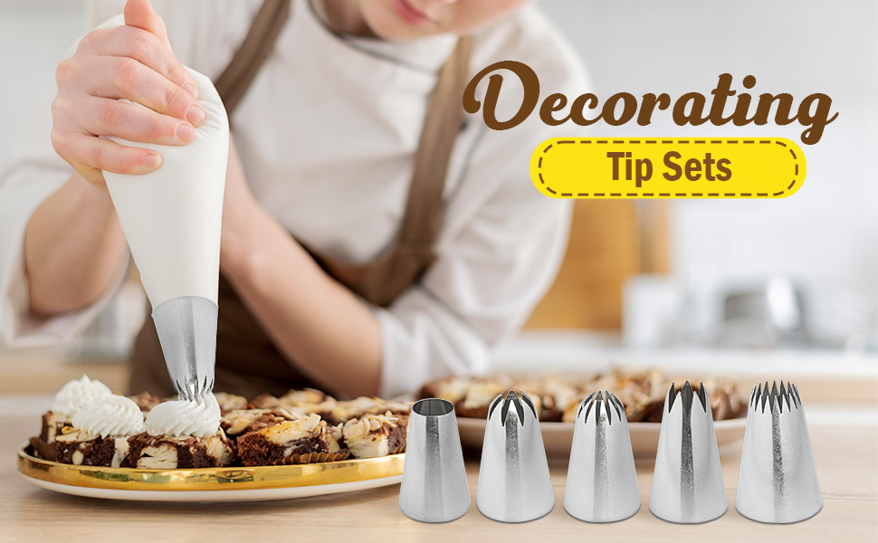 EBLLPA 1A1E1C3569FT Large Icing Piping Tips Set 5PCS Cupcake Decorating Tip Set Extra Large