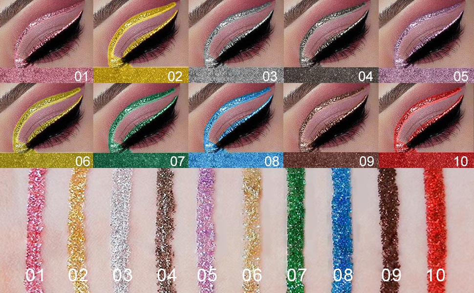DNM 10Colors Liquid Glitter Eyeliner Set