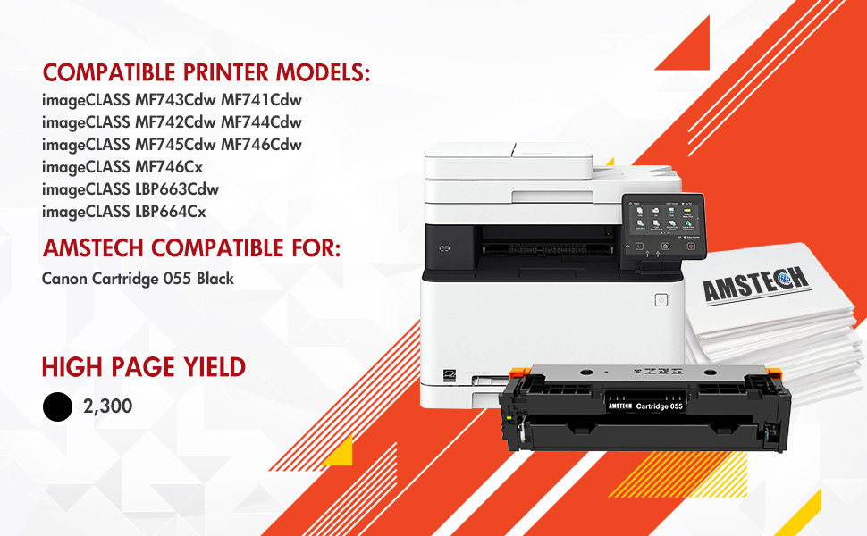 055 055H MF743Cdw Standard Capacity Black Toner Cartridge 2 Pack Compatible
