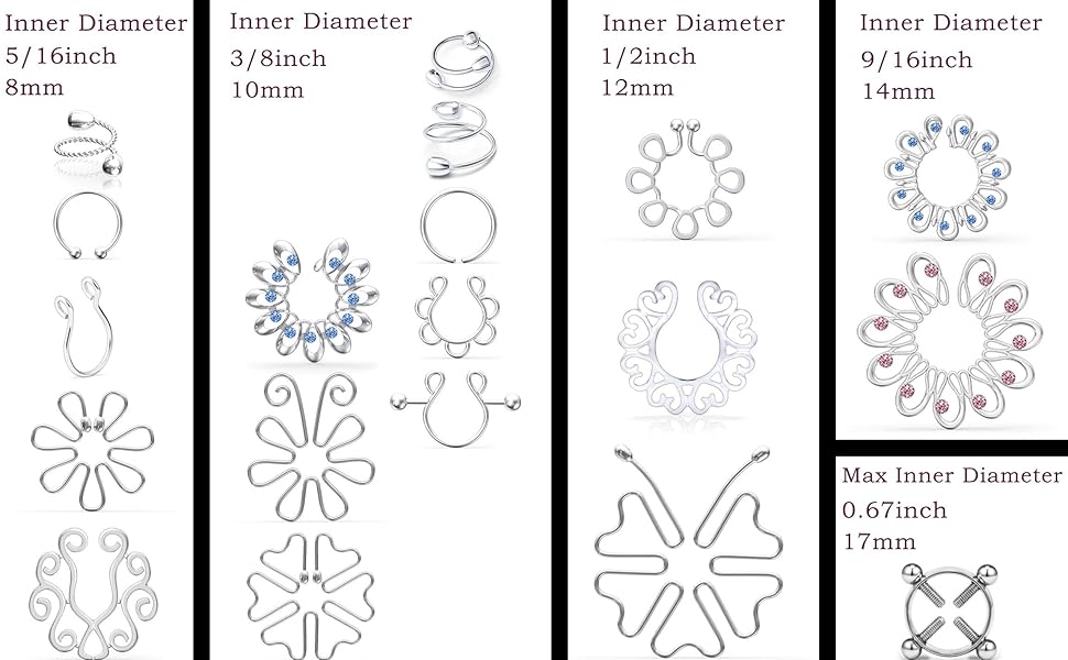 Fake Nipple Rings Fake Nipple Piercing Fake Nipple Ring Nipple Jewelry Non Piercing