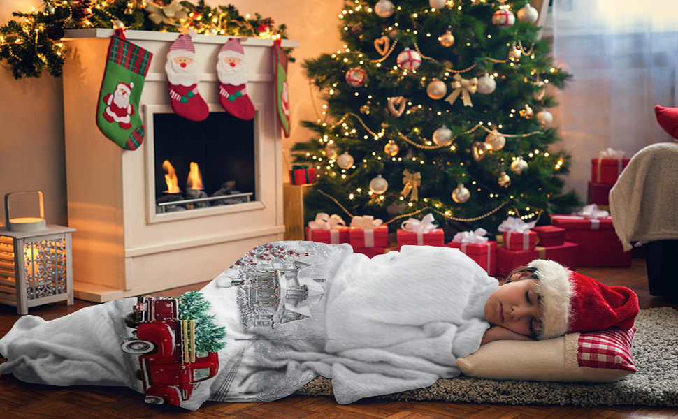 Ivarunner Christmas Blanket Red Truck Blanket Soft Fleece