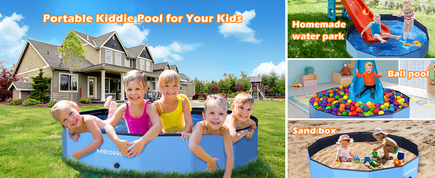 Meowant Foldable Dog Pool, Hard Plastic Dog Swimming Pools