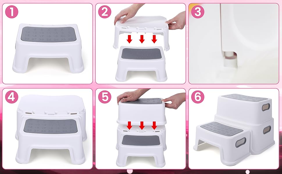 2 Step Stools for Kids, Babevy Toddler Step Stool for Potty
