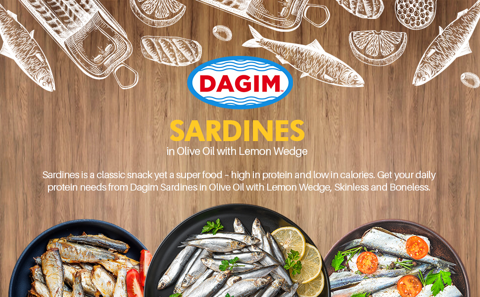 Dagim Sardines in Olive Oil with Lemon Wedge, Skinless and Boneless Canned Sardine