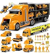 lenbest Camion Carrier Auto Giocattolo - Set di camion di costruzione 11 in 1 Camion Carrier Picc...