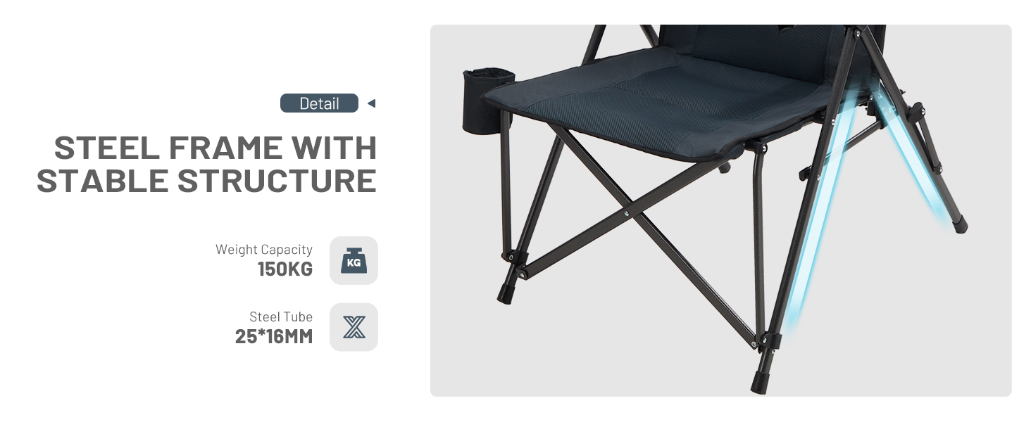 TIMBER RIDGE Folding Camping Chair, Collapsible Armrests Chair With Cup