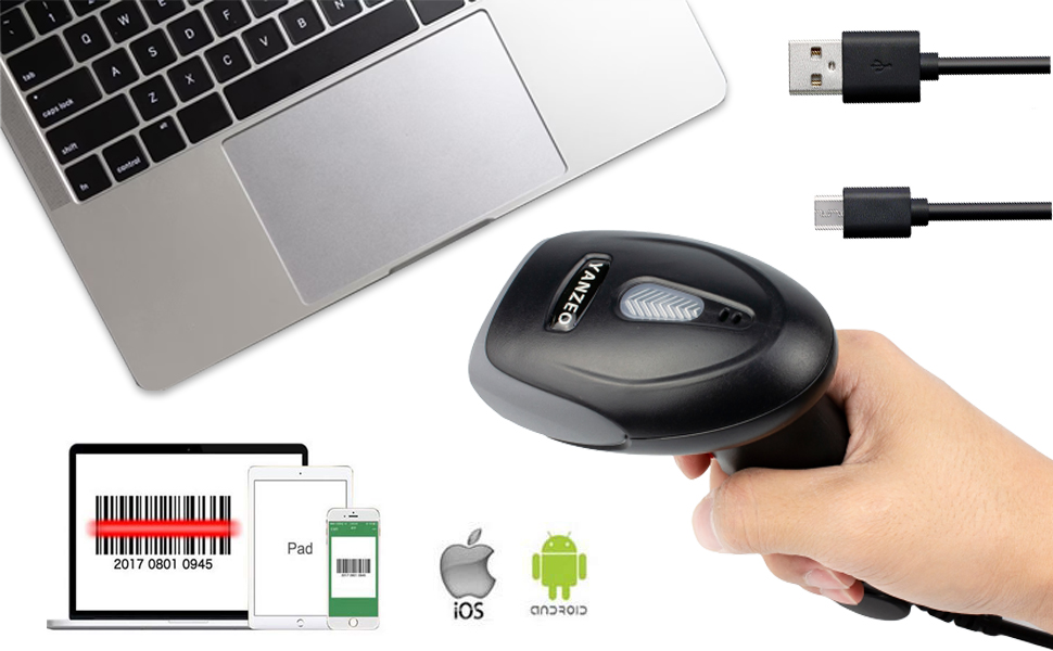 Yanzeo USB-Barcode-Scanner, CCD-Barcode-Scanner für Computer – Plug-and ...