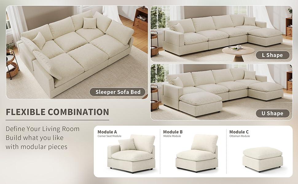 Modular Sectional Sofa Cloud Couch for Living Room, Modern