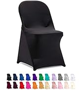 Peomeise Stretch Spandex Folding Chair Cover for Wedding Party Dining Banquet Event (Black,12pcs)